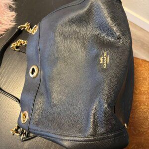 Coach 36855 Turnlock Edie Pebble Leather Shoulder Bag Beachwood - Black